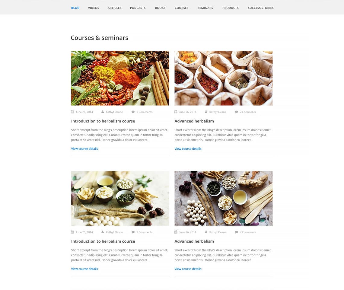 The blog section of the practitioner's website