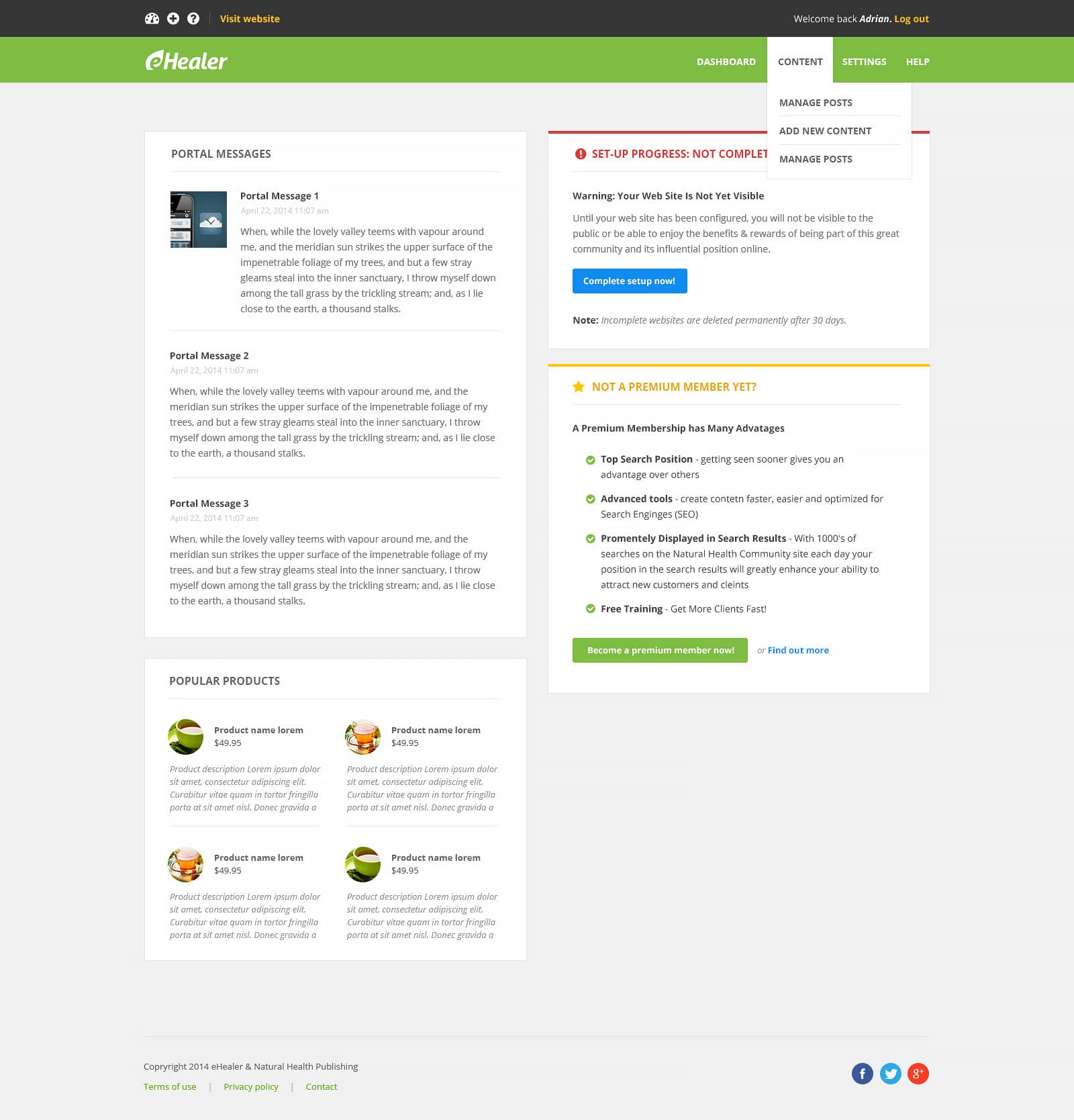 The back-office dashbaord